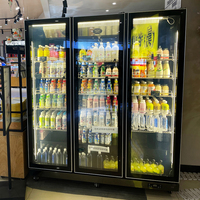 Congelador Comercial de Acero Inoxidable de 3 Puertas para Supermercado, Enfriamiento por Aire Forzado, Tanque Mecánico para Vino y Agua, Iluminación LED Vertical, Vidrio