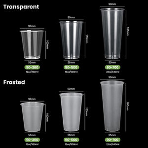 Cundao fabrika özel Logo 360/500/650ml Boba çayı Milkshake yüzlü temizle Frost plastik kapaklı kupa - Product Image 5