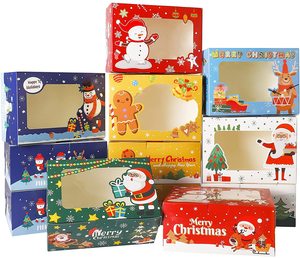 Christmas Cookie Boxes Bakery Treat Box Favor Paper Boxes with Window for Pastries Cupcakes Candy and Party Kraft Paper Food
