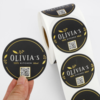 Étiquettes Autocollantes Personnalisées Rondes en Vinyle Imperméable pour Produits Alimentaires, Impression à Chaud Doré avec Logo et Code QR