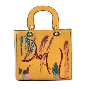 디자이너 럭셔리 스팽글 자수 PU 가죽 핸드백 유명 브랜드 럭셔리 여성 버킷 가방