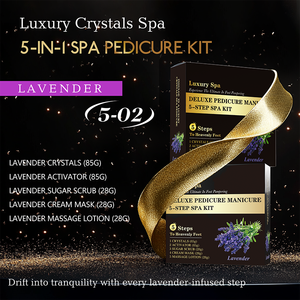 Nail Spa Salon <span class=keywords><strong>Clinique</strong></span> Fournisseur Deluxe 5 Step Spa Pédicure Kit Puissant Parfum Lavande Pédicure Sel Gommage <span class=keywords><strong>Lotion</strong></span> dans une Boîte 5 en <span class=keywords><strong>1</strong></span> - Product Image 2
