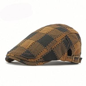 High Quality Men's Fashion Retro Gatsby Plaid Ivy <b>Cap</b> for Men <b>Flat</b> Ivy Herringbone Duckbill Newsboy Beret Ivy Hats - Product Image 5