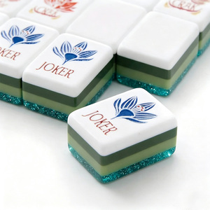 Custom 160 Luxury 4-Layer Acrylic Tiles American Mahjong Engraved Marble Style 4-Player Portable Entertainment Wholesale Gift - Product Image 4