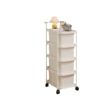Armoire de rangement de chevet en plastique de style crème, chariot mobile sur pied, petite étagère à 5 niveaux, rangement pour collations, jouets pour bébés, chambre à coucher