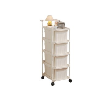Armoire de <span class=keywords><strong>rangement</strong></span> de chevet en plastique de style crème, chariot mobile sur pied, petite étagère à 5 niveaux, <span class=keywords><strong>rangement</strong></span> pour collations, jouets pour bébés, chambre à coucher - Product Image 5