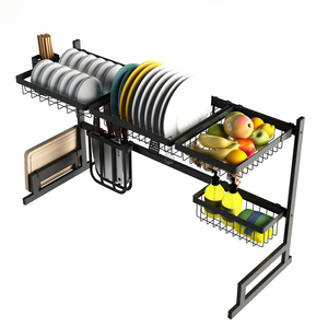 Wholesale Supplies 25.5 inch 2 Layer kitchen dish drying rack over the sink stainless steel storage holder