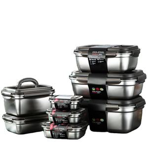 304 Aço Inoxidável Kimchi Balde Lunch <span class=keywords><strong>Box</strong></span> Sealed Bento Armazenamento para Geladeira Frutas e Vegetais Bento Lunch <span class=keywords><strong>Box</strong></span> - Product Image 1