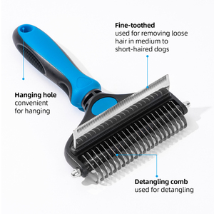 หวีแปรงขนสุนัขแบบสองด้าน สแตนเลสสตีล ปลอดสารพิษ สำหรับกำจัดขนพันกัน พร้อมโลโก้สั่งทำได้ - Product Image 4