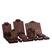 Stand Display Perhiasan Cokelat Tua dari Kain Felt, Organizer Kalung Anting, Alas Foto, Perlengkapan Display Livestream, Kapasitas 500g