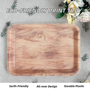 Eco-Friendly <b>Plastic</b> New Design Full Print American Style Rectangle Plate Dish <b>Serving</b> <b>Tray</b> Breakfast Set for Party - Product Image 2