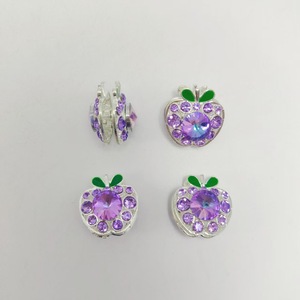 Perles en alliage en forme de pomme avec strass pour la fabrication de bijoux, perles rondes 3D double face, perles en métal - Product Image 4