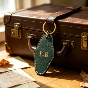 Custom Luxury Car Accessories Keyrings Initial <strong>Monogram</strong> PU Leather Motel Keychains Promotional <strong>Gifts</strong> Fashionable Hotel Keychain - Product Image 2