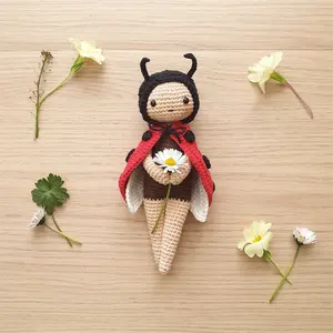 2024 kustomisasi bunga Amigurumi Sprite Crochet Ladybug Crochet Ladybug boneka Sprite