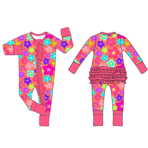 Pijama de Bambú para Bebé con Volantes y Cierre, Manga Larga, Diseño de Pascua para Niños, Ropa de Bebé - Product Image 1