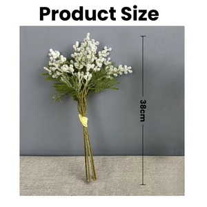 Ramo de <span class=keywords><strong>Flores</strong></span> de <span class=keywords><strong>Mimosa</strong></span> Artificiales Personalizado de 38 cm, <span class=keywords><strong>Flores</strong></span> Artificiales Blancas y <span class=keywords><strong>Amarillas</strong></span> con Efecto de Terciopelo para Decoración del Hogar y Bodas - Product Image 2