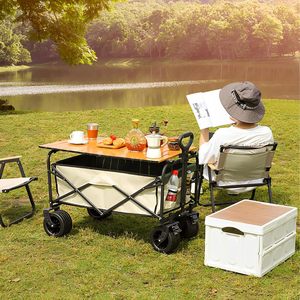 Chariot pliable portable avec porte-gobelets, chariot utilitaire de jardin pour la famille, le patio, le parc, le <span class=keywords><strong>camping</strong></span>, les voyages - Product Image 6