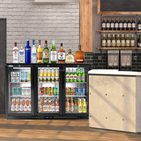 Réfrigérateur à vin blanc personnalisé, porte battante noire, réfrigérateur de bar, porte en verre, refroidisseur de canettes de bière, ventilateur, capacité de 304 L, commande numérique pour bar