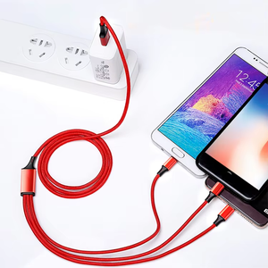 Custom3 in 1充電器ケーブルナイロン編組複数USBケーブルユニバーサル充電コードタイプCマイクロUSB 8ピン付き携帯電話 - Product Image 4