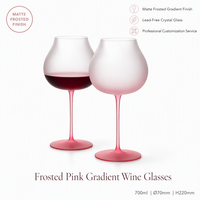 Verres à vin bordeaux en cristal sans plomb, dégradé rose givré, verres à vin européens grande capacité pour mariage