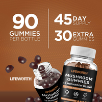 LIFEWORTH Vente en gros de suppléments alimentaires pour la mémoire et la concentration Gommes à mâcher Reishi Lions Mane Mushroom