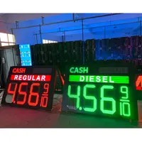 8.888 Green/Red Led Gas Station Price Signs For Petrol Station with double sided pole sign