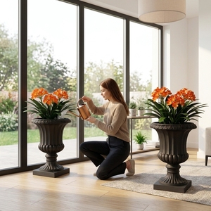Pots et jardinières extra-larges <span class=keywords><strong>en</strong></span> résine de fibre de verre pour décoration extérieure et intérieure, jardin, maison, plantes, fleurs LWY2003-<span class=keywords><strong>XXL</strong></span> - Product Image 6