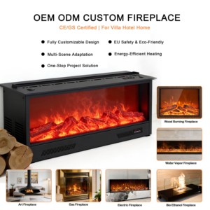 <span class=keywords><strong>Chimenea</strong></span> eléctrica clásica de 48 pulgadas con repisa, efecto de llama realista, 1500W de potencia de calefacción, para decoración de sala de estar y dormitorio. - Product Image 2