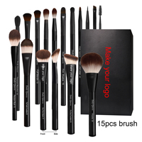 Daily Queen & Mor-phe 25 pinceaux de maquillage en poudre à manche noir brillant Nano Hair, qualité supérieure et sensation luxueuse, logo personnalisé