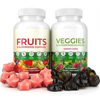 Bonbons gélifiés fruités aux fruits et légumes enrichis en vitamines, formes et saveurs variées, best-seller transfrontalier, conditionnement en bouteille de 60 unités