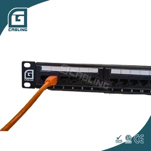 Gcabling Factory supply 1U internet Cat6 network patch panel rack mount RJ45 8P8C 24 Port UTP data Cat6 ethernet Lan Patch Panel