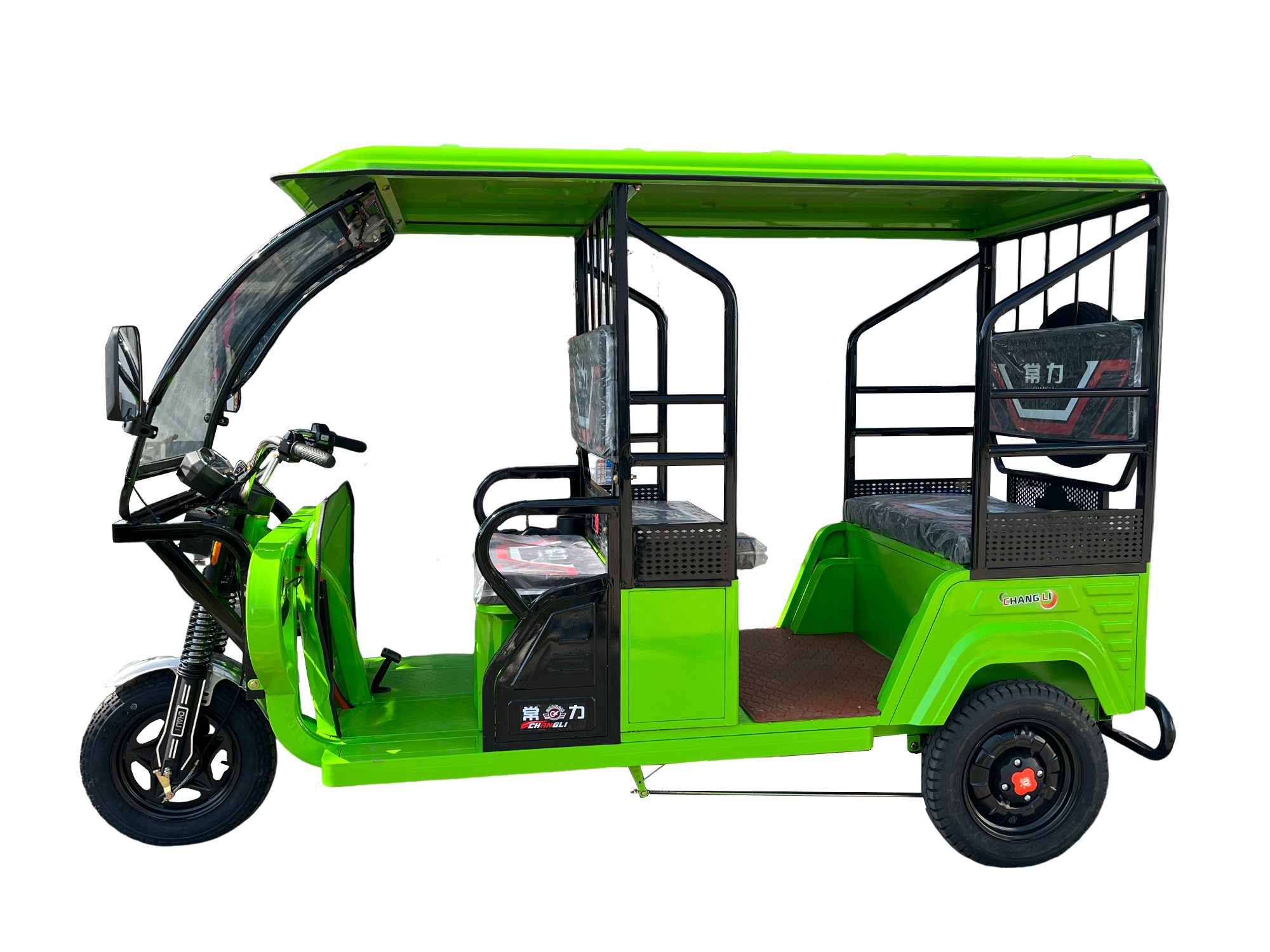 緑色の三輪車人力車 4人乗りフィリピンバジャスタイルトゥクトゥク電動三輪タクシー