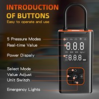 Auto Shutoff Cordless ABS Inflator 4X Faster Wireless LED Display Screen Emergency Lighting 150psi Tire Pressure Monitor Battery