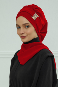Expédition rapide 2024 nouveau islamique ethnique instantané Hijab écharpe arabe musulman <span class=keywords><strong>bandeau</strong></span> Turban Hijab avec accessoires en métal - Product Image 5