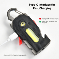 Linterna de Llavero Multifuncional de 400LM, Mini Linterna COB Recargable Tipo-C, Herramienta de Supervivencia con 6 Modos para Emergencias y Camping