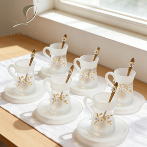 Nuovo Arrivo 2026: Set di Tazze da Tè Turche QIAN HU di Lusso Leggero con Bordo Dorato, Tazze in Vetro per Espresso e Caffè per 6 Persone - Product Image 5