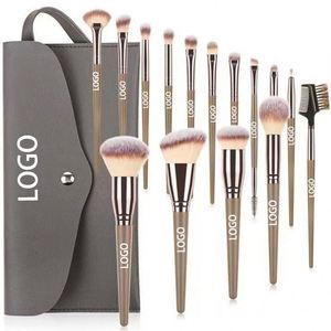 Juego de Brochas de Maquillaje Veganas Portátiles Personalizadas de 15 Piezas con Bolsa, Cerdas Súper Suaves, Pedidos con MOQ Bajo para Uso Facial y Ocular - Product Image 1