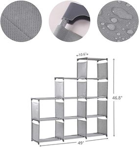 8-Cube Multifunctional Bookshelf Storage Rack Non-Woven Metal Iron <b>Cabinet</b> with MDF Wood Style Living Room Bedroom School Use - Product Image 2