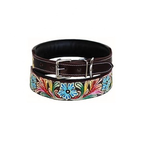 Collar de Perro Exclusivo de Cuero Repujado Estilo Western con Acolchado Suave y Diseño Pintado a Mano, Fabricante y Mayorista - Product Image 1