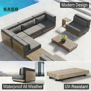 Juego de <span class=keywords><strong>Muebles</strong></span> de Sofá Moderno para Exterior de Madera de Teca, Modular, Impermeable, de Lujo, para Jardín, Junto a la Piscina, Patio, Hotel y Resort - Product Image 5