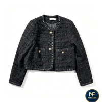 Jaket Tweed Wanita Bekas Berkualitas Tinggi, Gaya Musim Gugur/Dingin. Dipilih dengan Cermat dari Pakaian Bekas Kota-kota Kelas Satu yang Didaur Ulang
