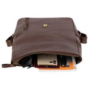 Bolso de Mano Personalizado de Cuero Genuino Nappa Marrón con Textura de Burbujas, Marca Privada, Proveedor Mayorista OEM, Estilo Punk Urbano - Product Image 5