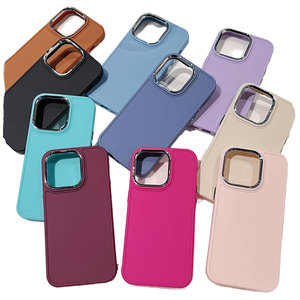 เคสโทรศัพท์มือถือกันกระแทก TPU PC สีพื้นสำหรับ iPhone พร้อมวงแหวนป้องกันกล้อง ไม่มีที่จับ - Product Image 2
