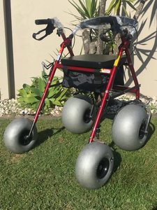 12" Big Rubber Pneumatic Wheels Beach <b>Walker</b> Seaside <b>Rollator</b> Waterproof Beach Comfortable Wheelchair With Storage Bag - Product Image 5