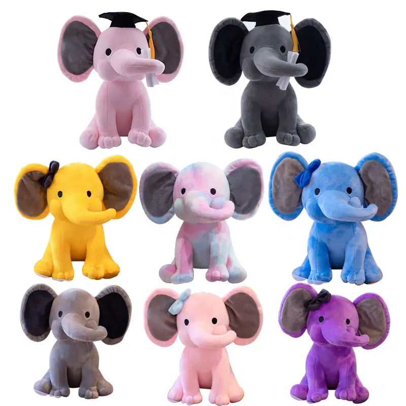 Custom Bedtime Baby Elephant Plush Toys Colorful Soft Stuffed Animals Plush Elephant