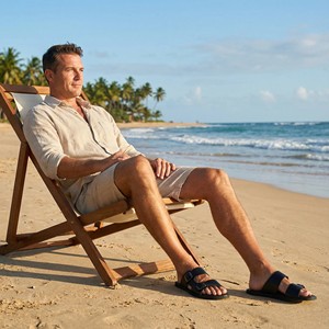 Sandales pour hommes de grande taille pour les vacances à la plage, en cuir et caoutchouc, semelle décontractée antidérapante, respirante, sandales décontractées d'été, pantoufles en cuir pour hommes - Product Image 4