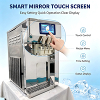 HN QDMECH Machine à glace molle et yaourt glacé de comptoir avec écran tactile miroir, pour la préparation de glaces aux saveurs variées