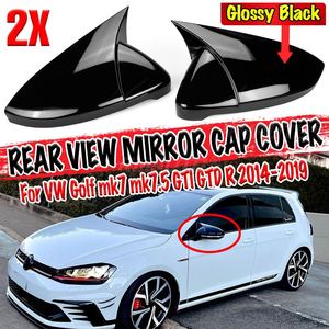 Paire de coques de rétroviseurs extérieurs à fixation directe gauche et droite pour VW Golf Mk7 Mk7.5 GTI GTD R 2014-2019 Noir brillant - Product Image 1