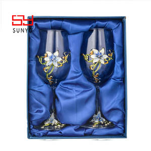 SUNYO-Copas de vino de cristal de flor esmaltadas pintadas a mano, tallo de <span class=keywords><strong>copa</strong></span> refinado transparente para <span class=keywords><strong>Cabernet</strong></span> - Product Image 2