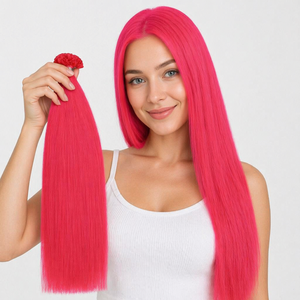 Perruques en cheveux humains naturels couleur rose personnalisée, extensions de cheveux à pointe en U, directement de l'usine, pour les créatifs et les passionnés de mode - Product Image 2